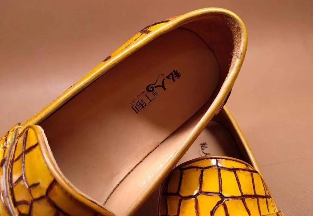 Crocodile Shoes Genuine Crocodile Leather Penny Loafers  Slip-On Shoes Casual Wear