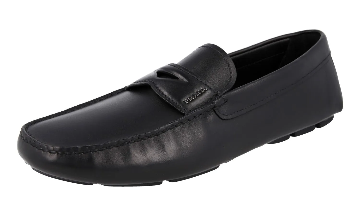 Flexible Walk Prada Men's Black Leather Driving Loafer Loafers 2DD158