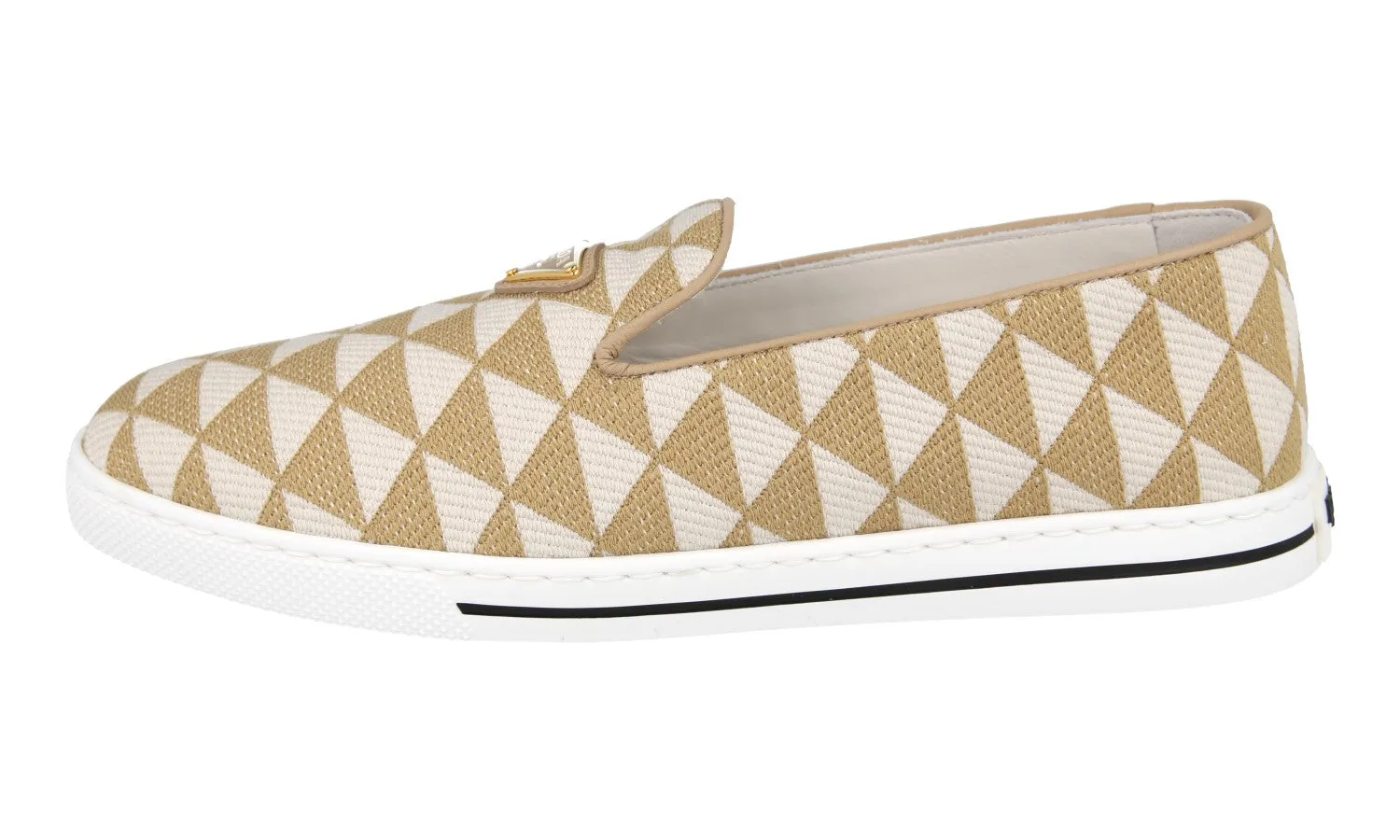 Prada Women's Beige Symbole St Tropez  Sneaker 1S942M Non Toxic Adhesives