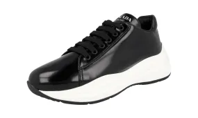 Impact Dispersing Geometries Rollbar Stability System Prada Women's Black Brushed Spazzolato Leather Sneaker 1E679L