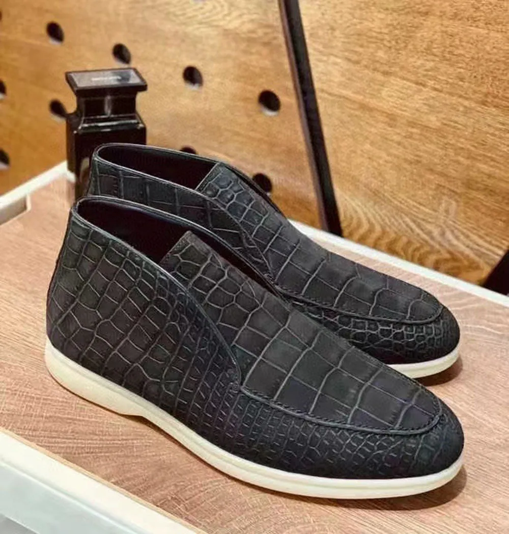 Strap Easy Nubuck Crocodile Shoes Men's Crocodile Leather Lace-Up  Dress Shoes