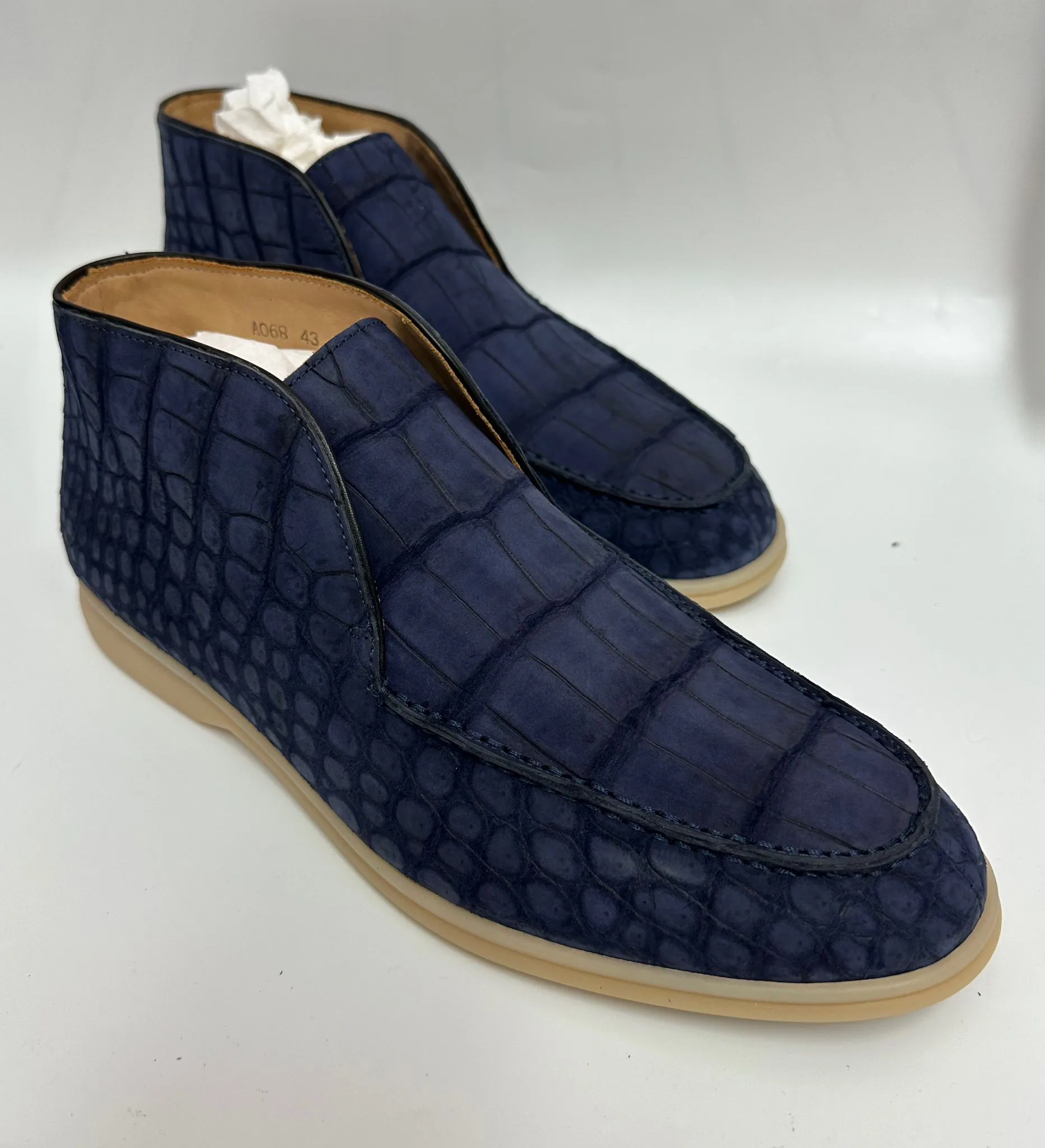 Balcony Look Nubuck Crocodile Shoes Men's Crocodile Leather Lace-Up  Dress Shoes