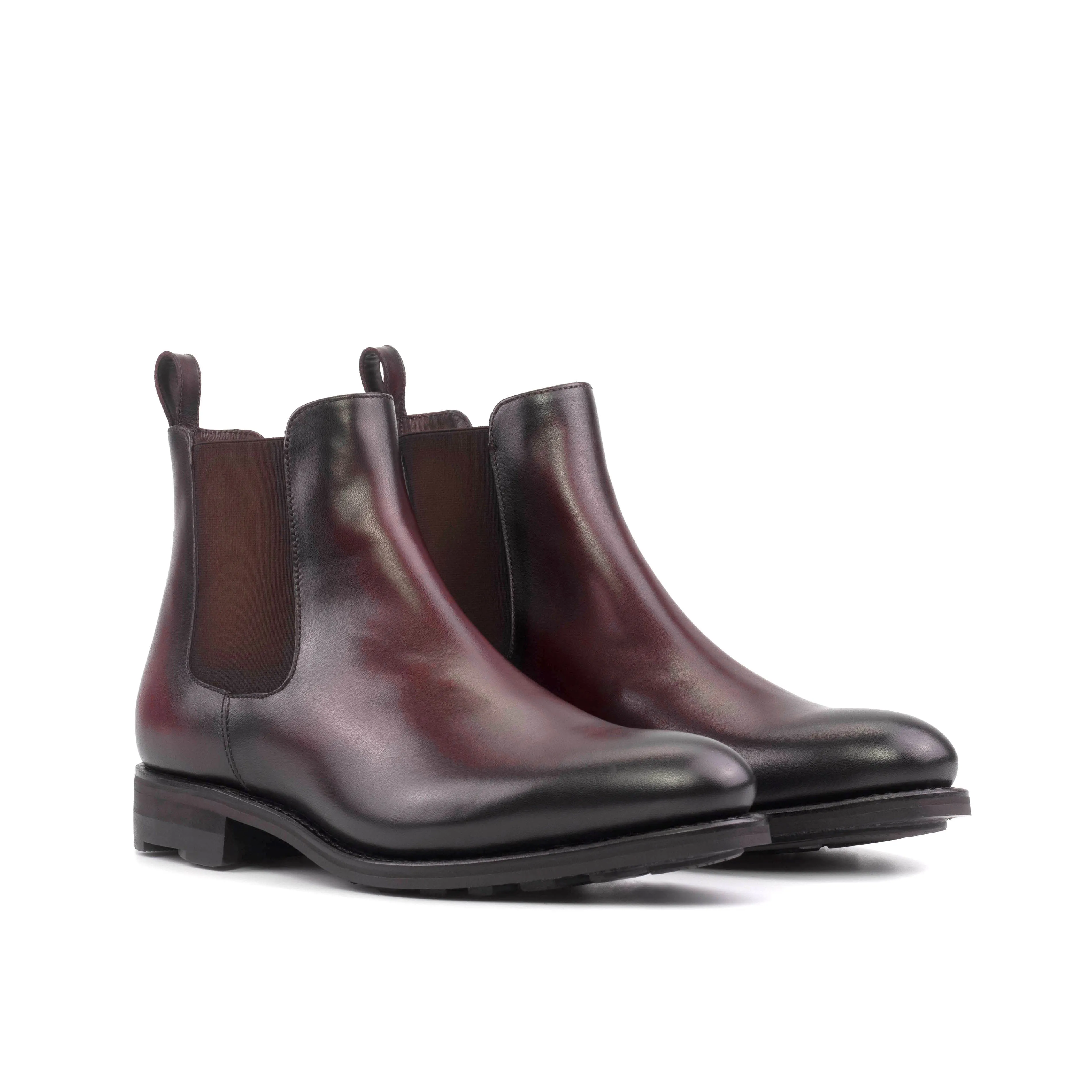Korean Fit Subtle Match Burgundy Calf Leather Chelsea Boots