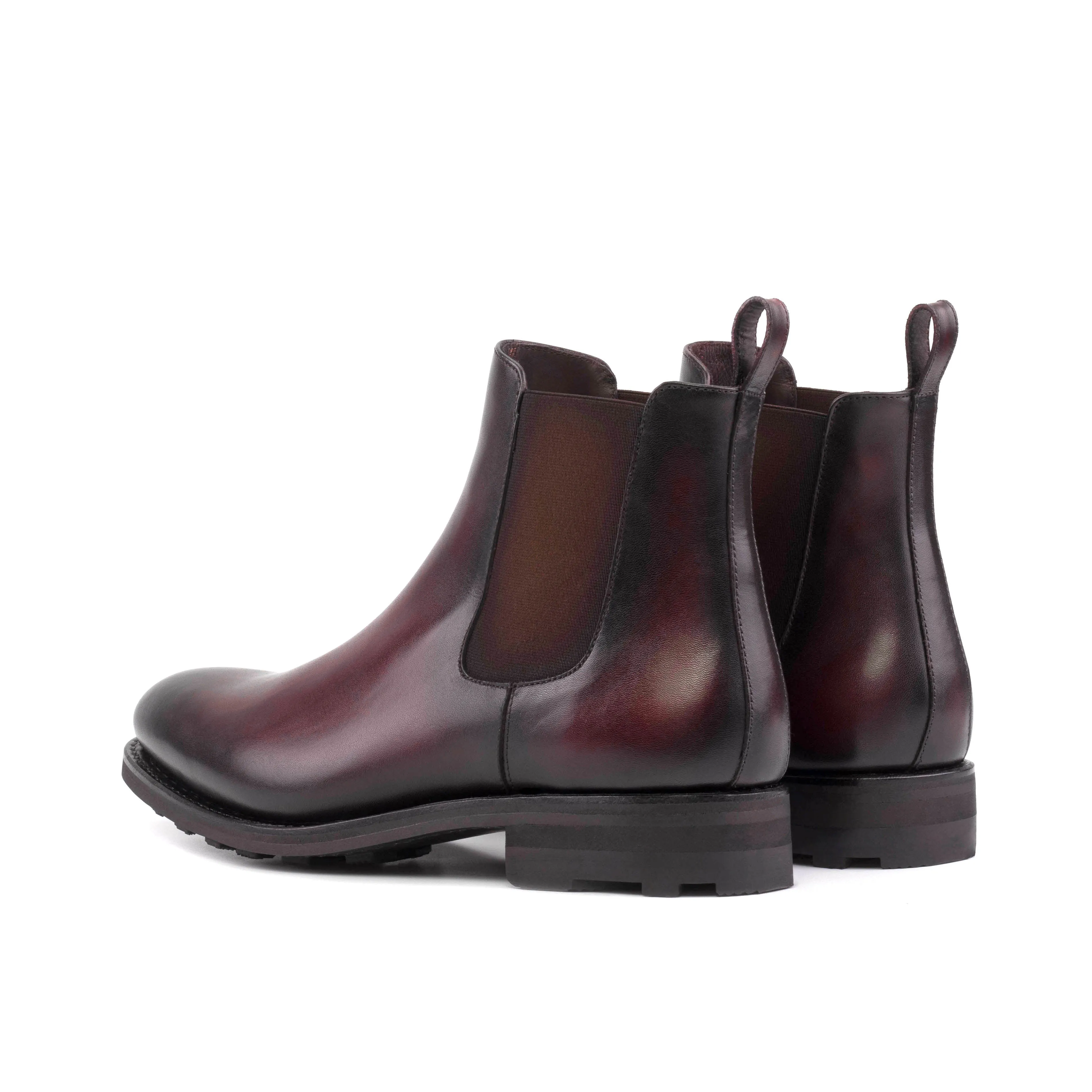 Comfortable lining Burgundy Calf Leather Chelsea Boots