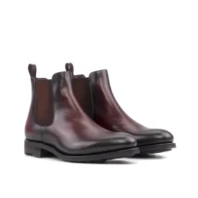 Burgundy Calf Leather Chelsea Boots Stylish Finish