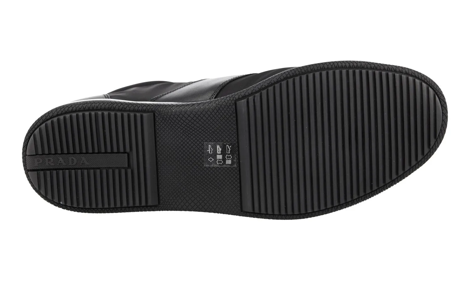 Stabilizing Heel Clip Impact Safe Prada Men's Black Leather Offshore High-Top Sneaker 2TG195