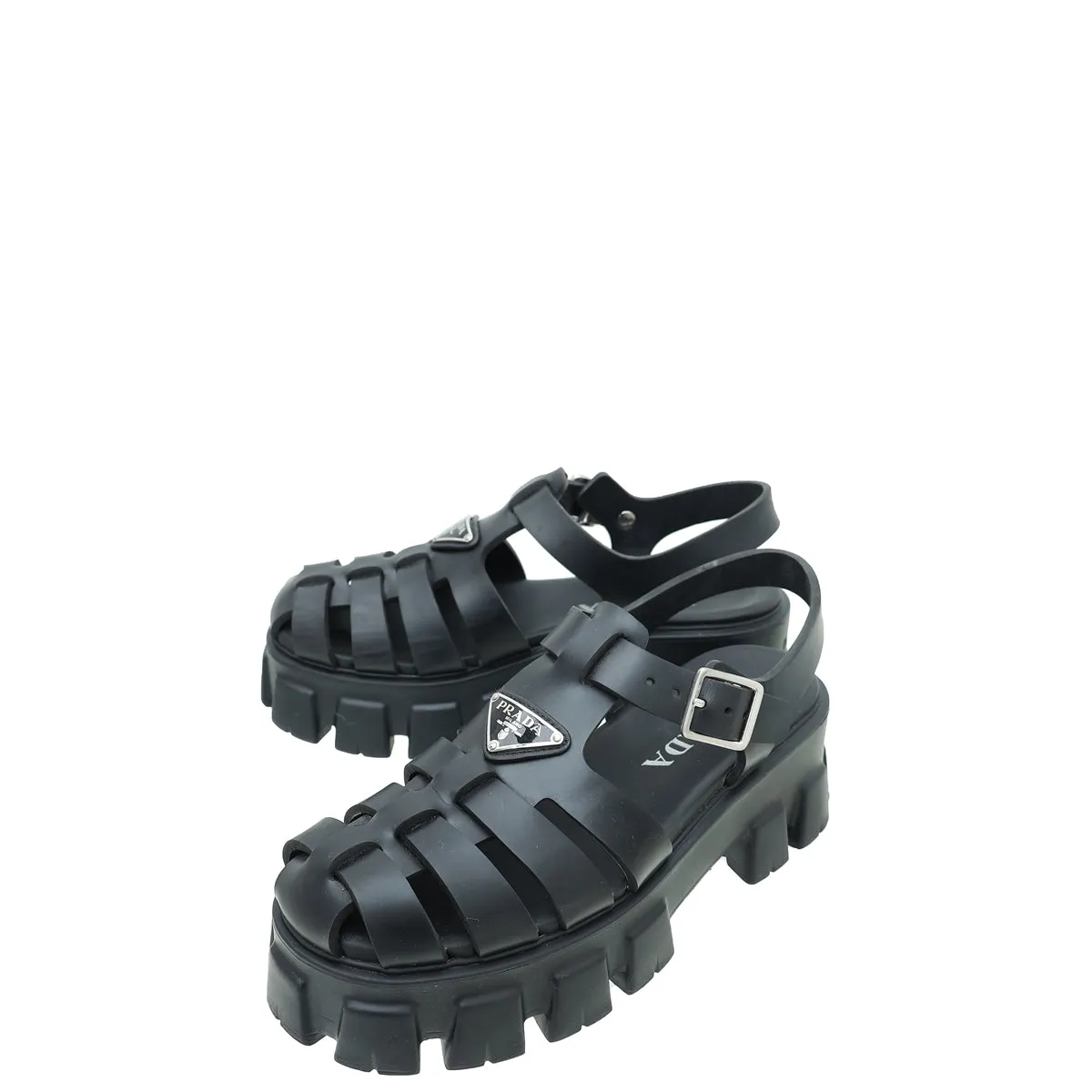 Prada Black Foam Rubber Sandal 38 Black Edge