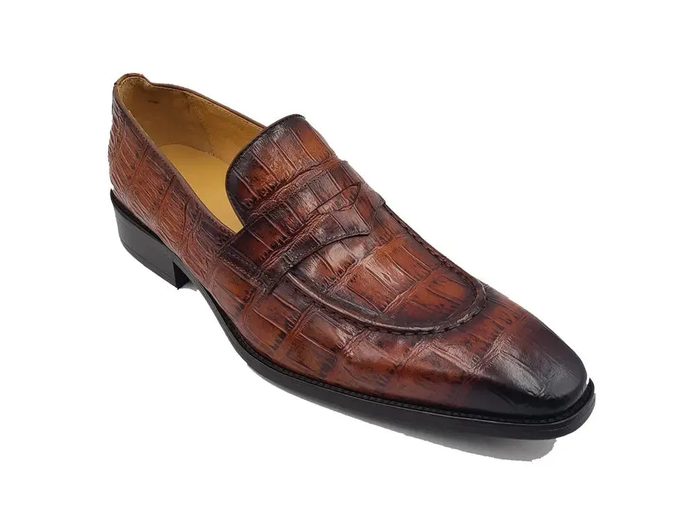 Park Stroll Penny Loafer en cuir de veau gaufr?? alligator