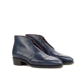 Navy Python Chukka Boots Fine Work