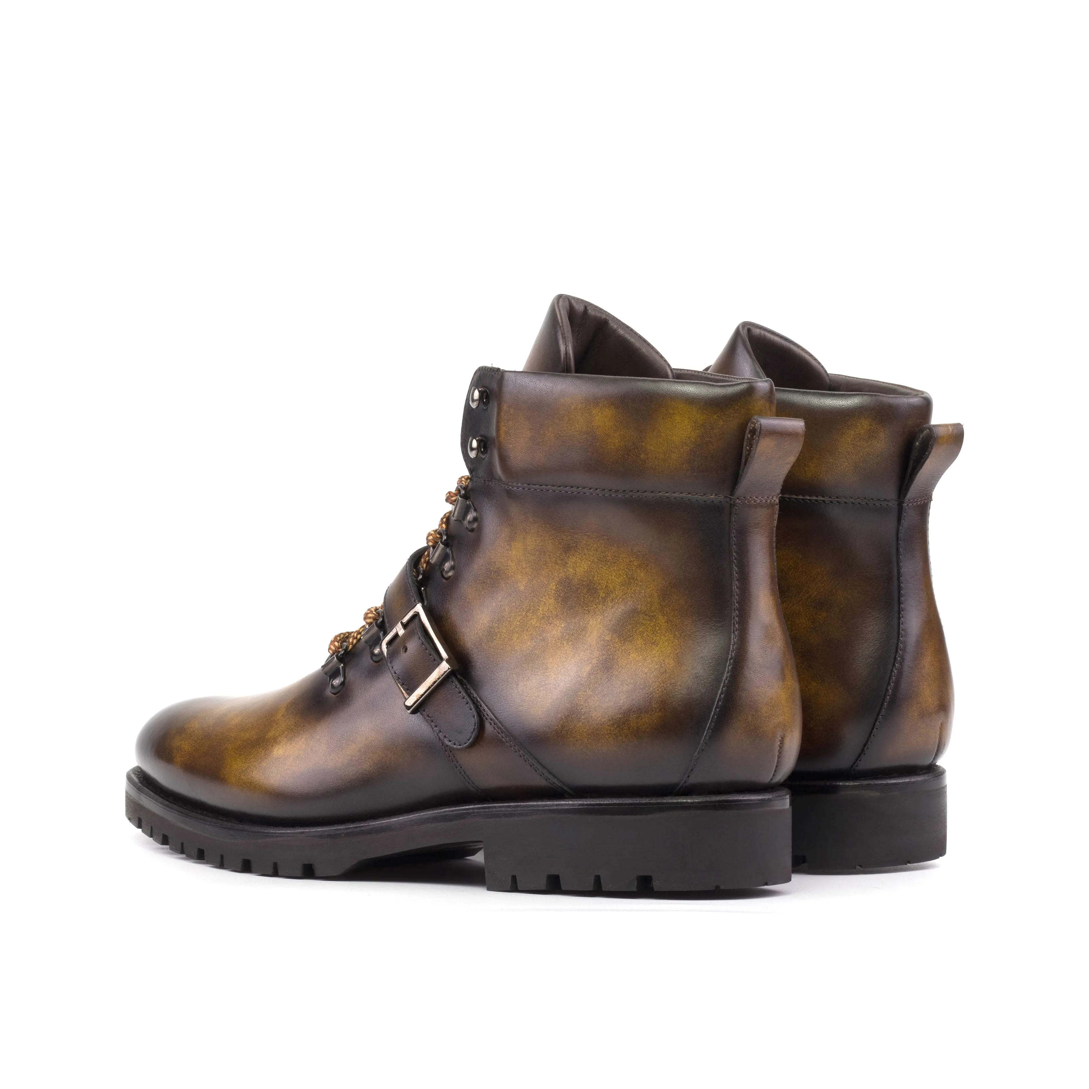 Formal Travel Tobacco Patina Leather Hiking Boots