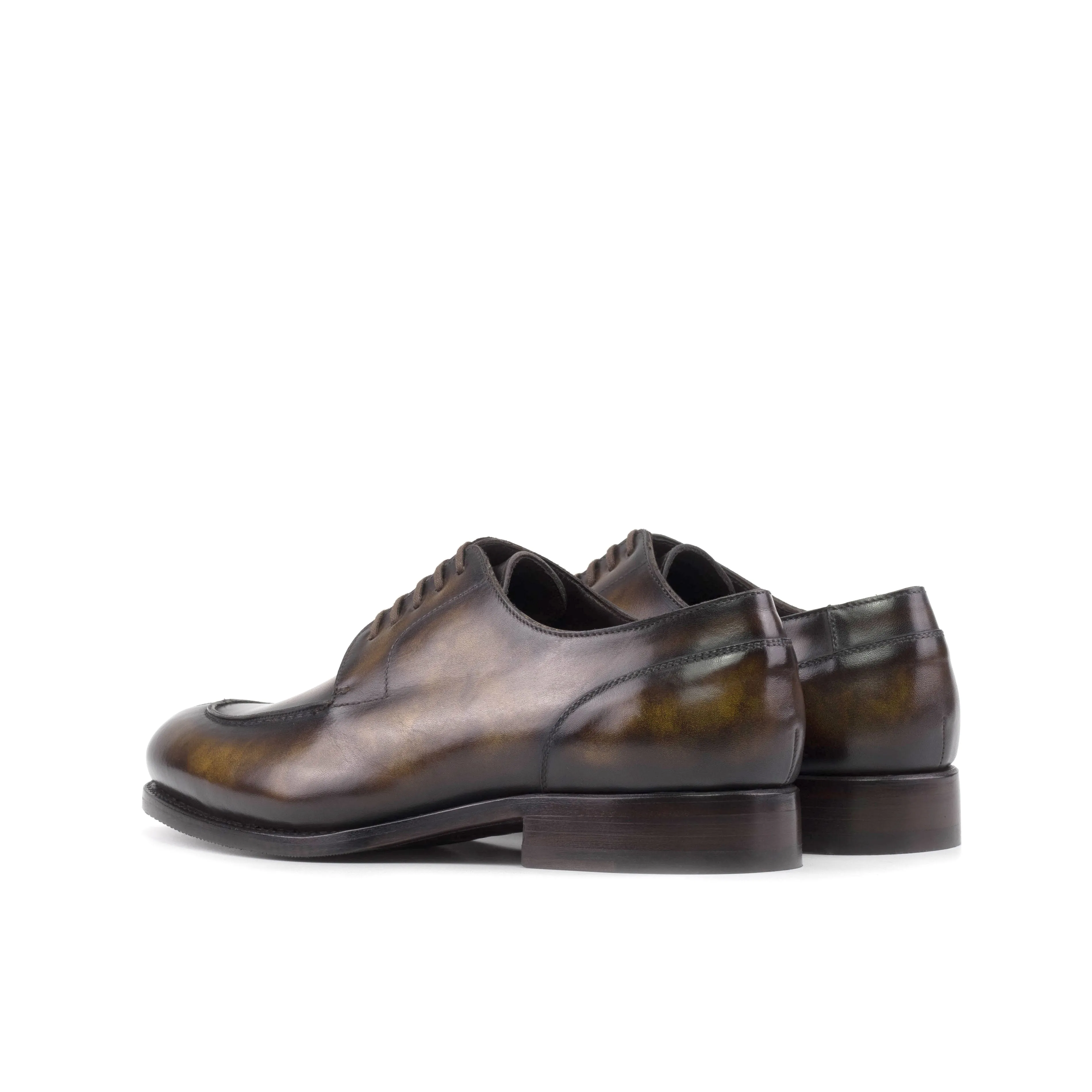 Tobacco Patina Split Toe Derby Shoes Artisan Made