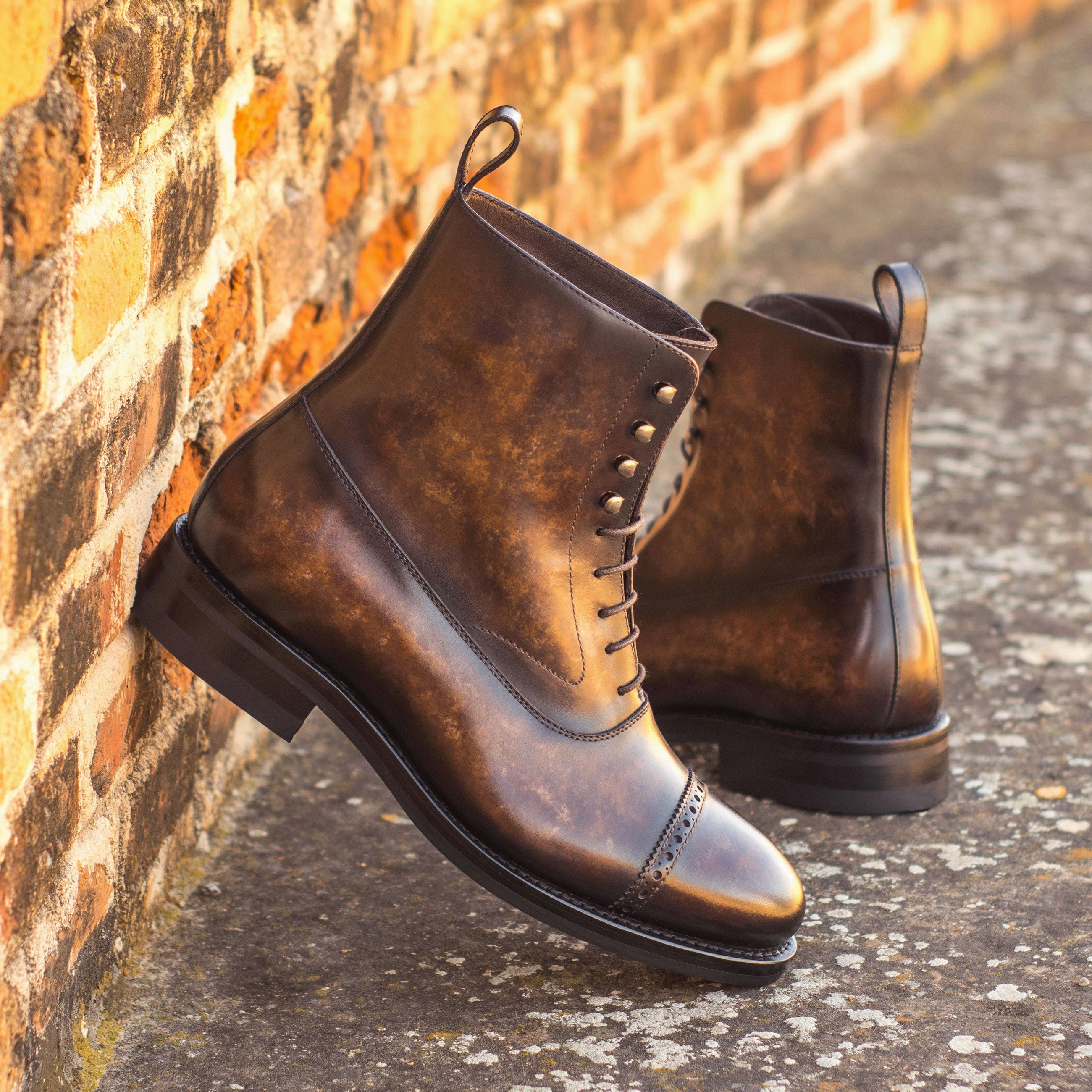 Brown Marbled Patina Balmoral Boot Comfortable Step