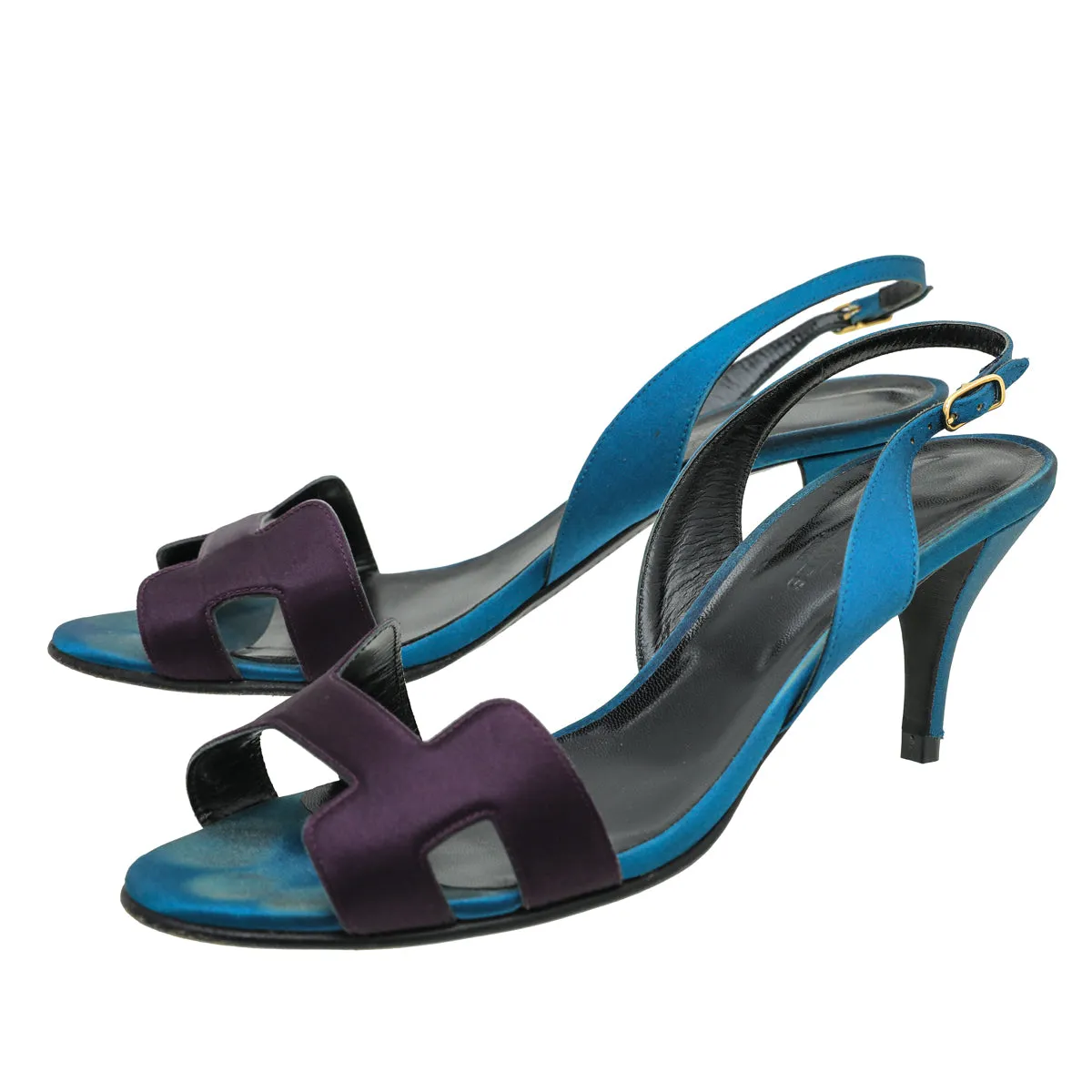 Top quality Hermes Bicolor Satin Night 70 Sandal 38.5 Petite Fit Long Move