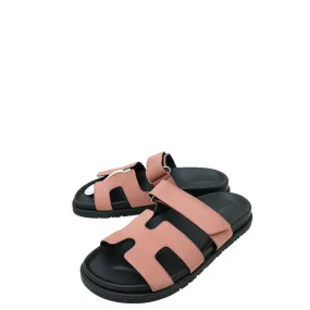 London Cool Sweat Resistant Urban Stroll Top quality Hermes Bois De Rose Satin Chypre Sandals 36.5