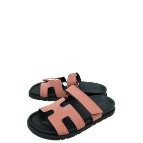 Top quality Hermes Bois De Rose Satin Chypre Sandals 37 Comfort Slope