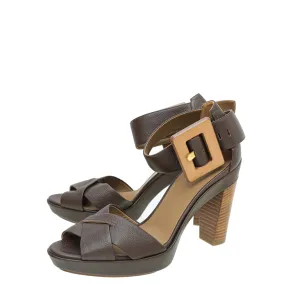 Bone Aid Top quality Hermes Chocolate Buckle Platform Sandal 38