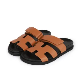 Top quality Hermes Chypre Sandals Gold Calfskin 37 Cushioned Base Work Commute Flexible Sole
