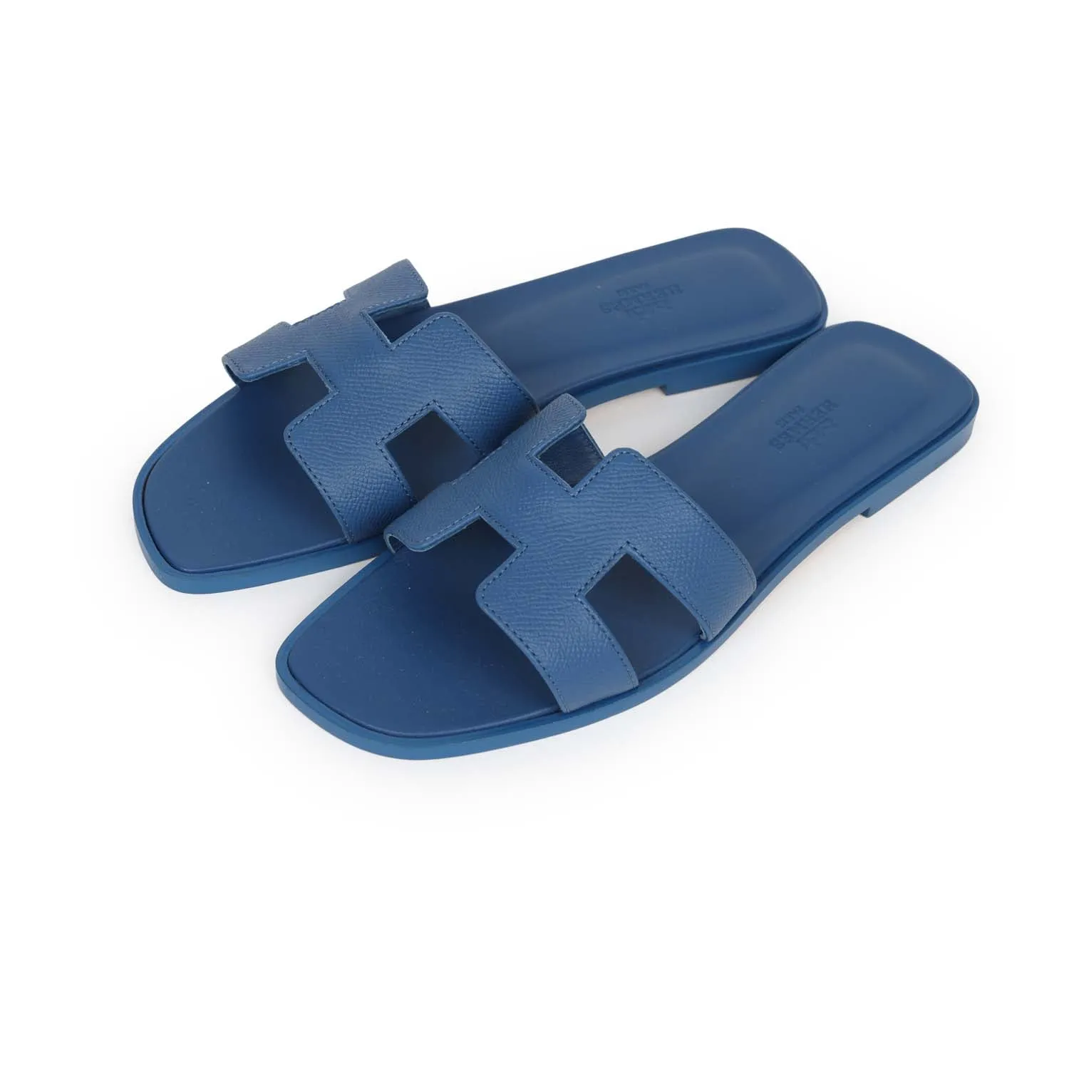 Forest Mood Top quality Hermes Oran Sandal Bleu Bleuet Epsom 38