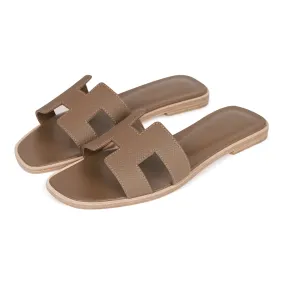 Toe Guard Top quality Hermes Oran Sandals Etoupe Epsom 36.5
