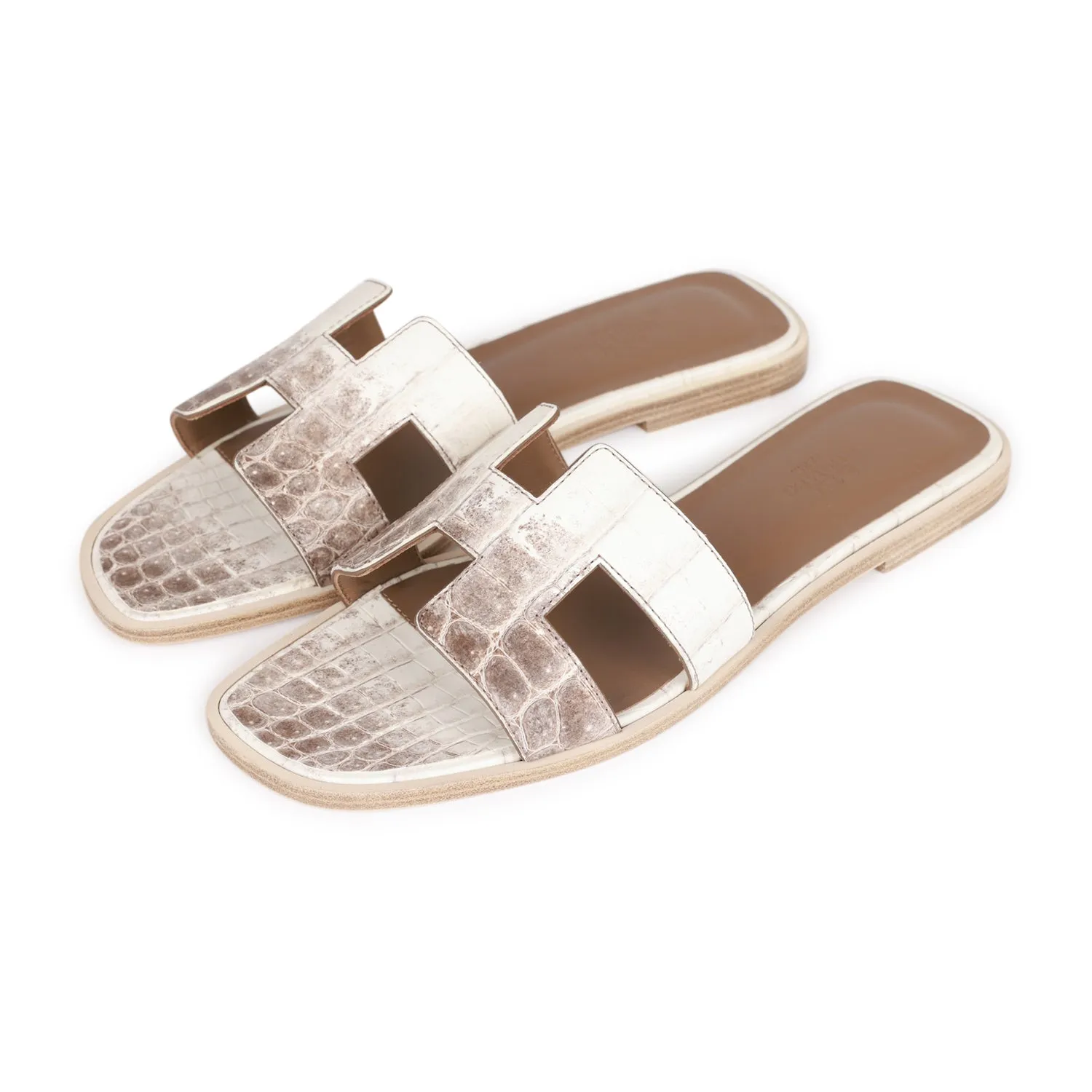 Ultra Light Urban Walkers Style Pop Top quality Hermes Oran Sandals Himalaya Niloticus Crocodile 38