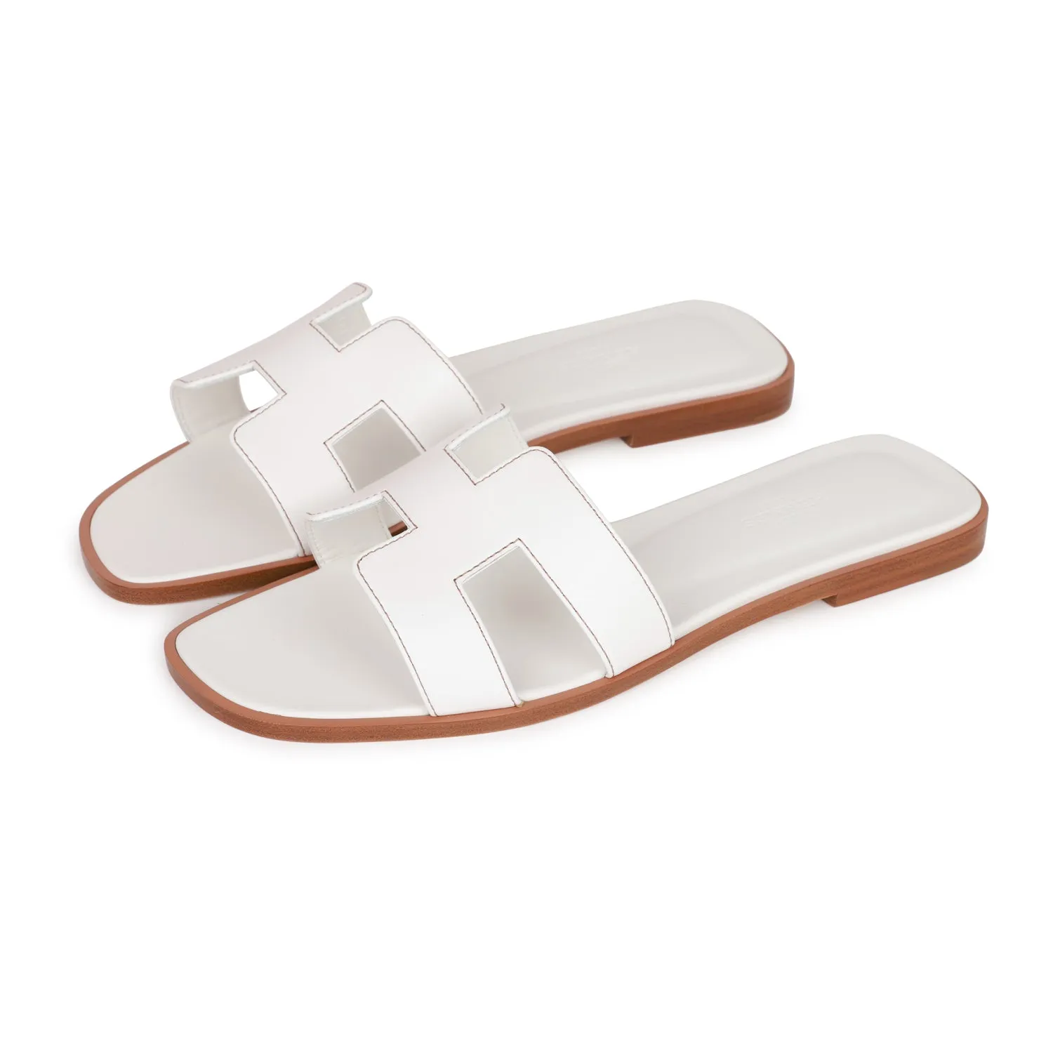 Top quality Hermes Oran Sandals White Box Calfskin 38 Style Base