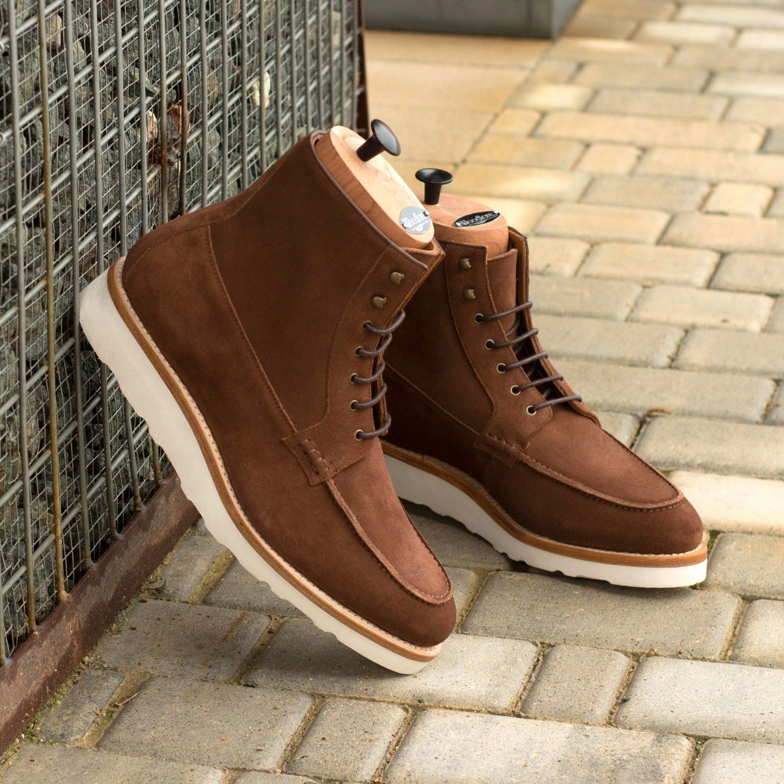 Brown Suede Moc-Toe Boots Protective Sole Warm Core