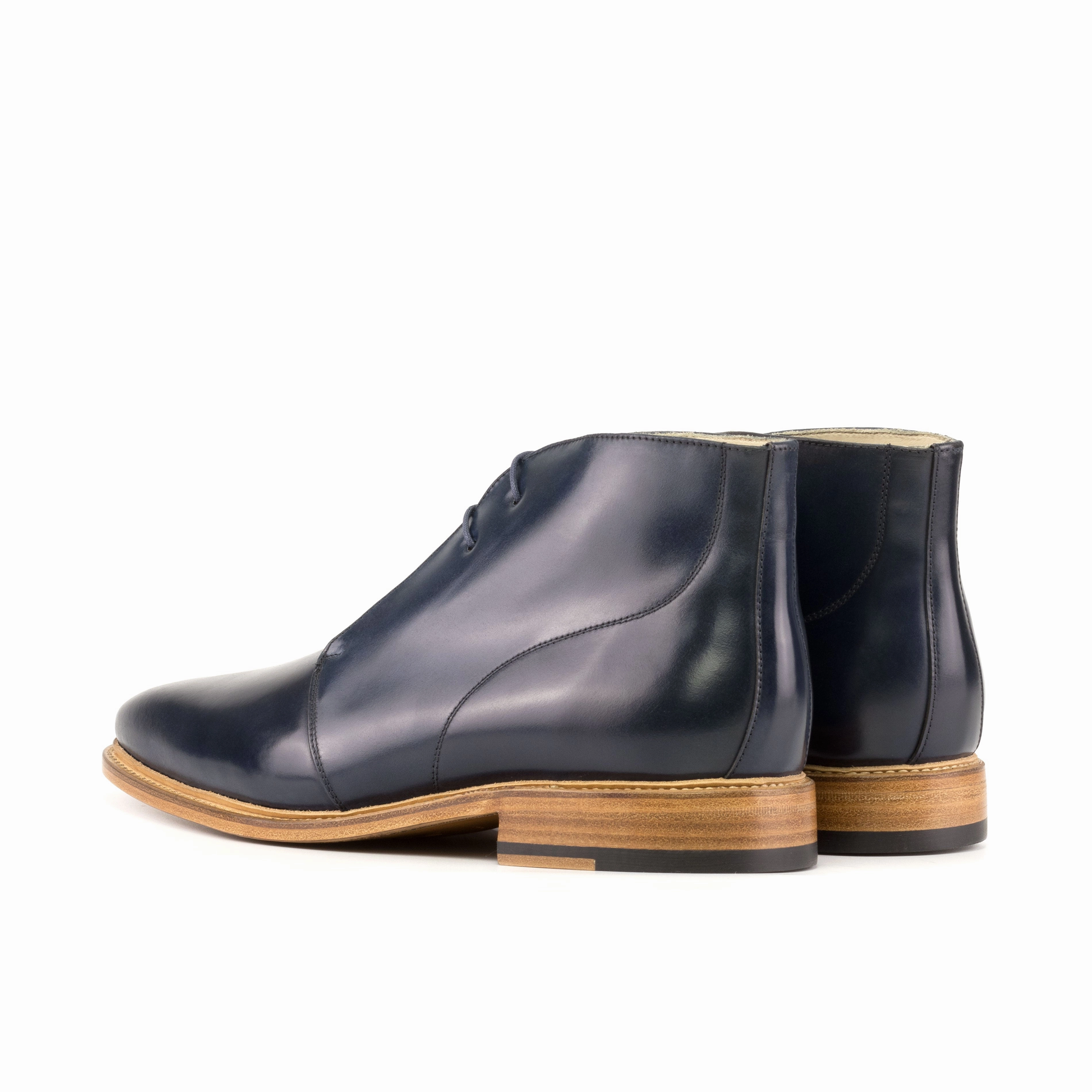 Mixed Textures Navy Shell Cordovan Chukka Boots
