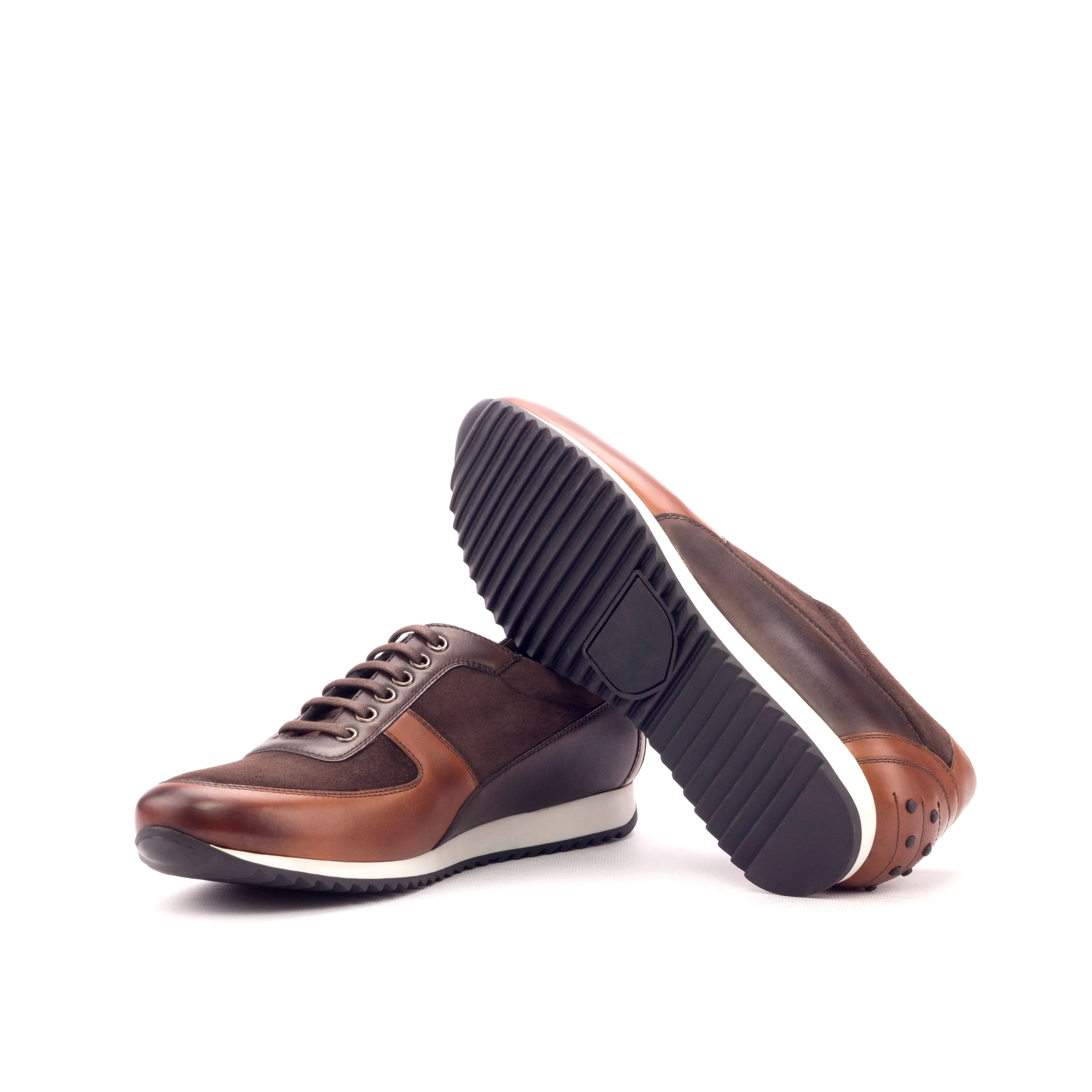 Brown Leather & Suede Trainer Sneakers maximalist running option