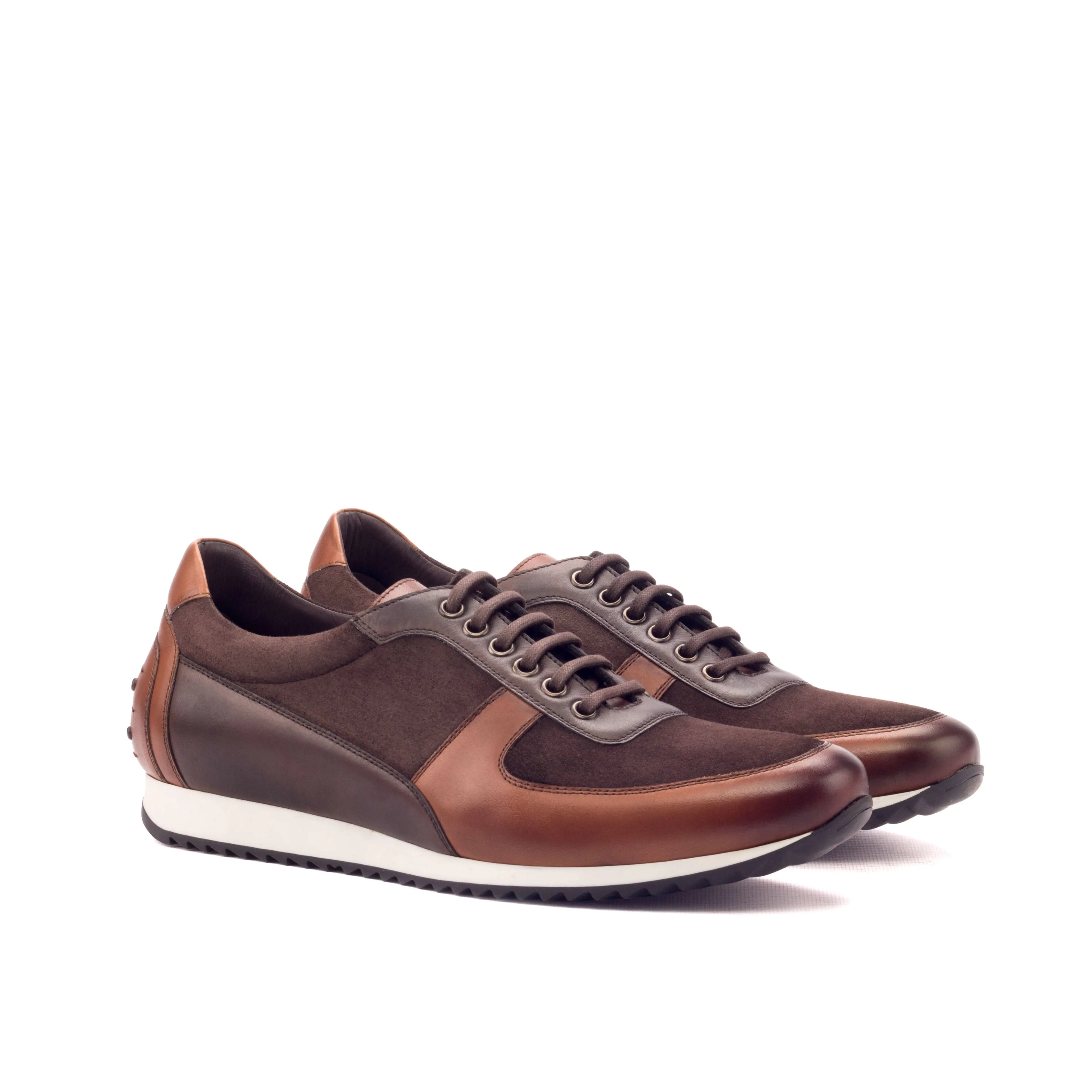 running shoes inserts Brown Leather & Suede Trainer Sneakers