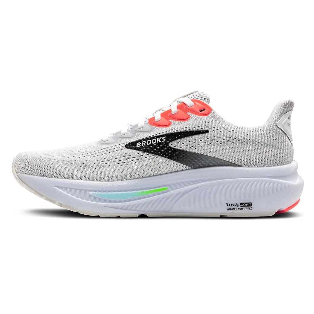 Walking Comfort Secure stability Mens Brooks Running Ghost 17 in White/Pink Clay/Gecko