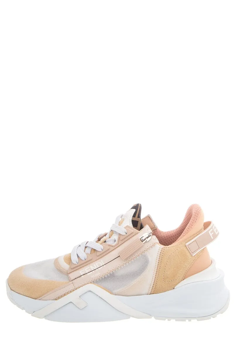Fendi Flow Tan & Pink Sneakers SZ 37 Trend Hot Morning Walk