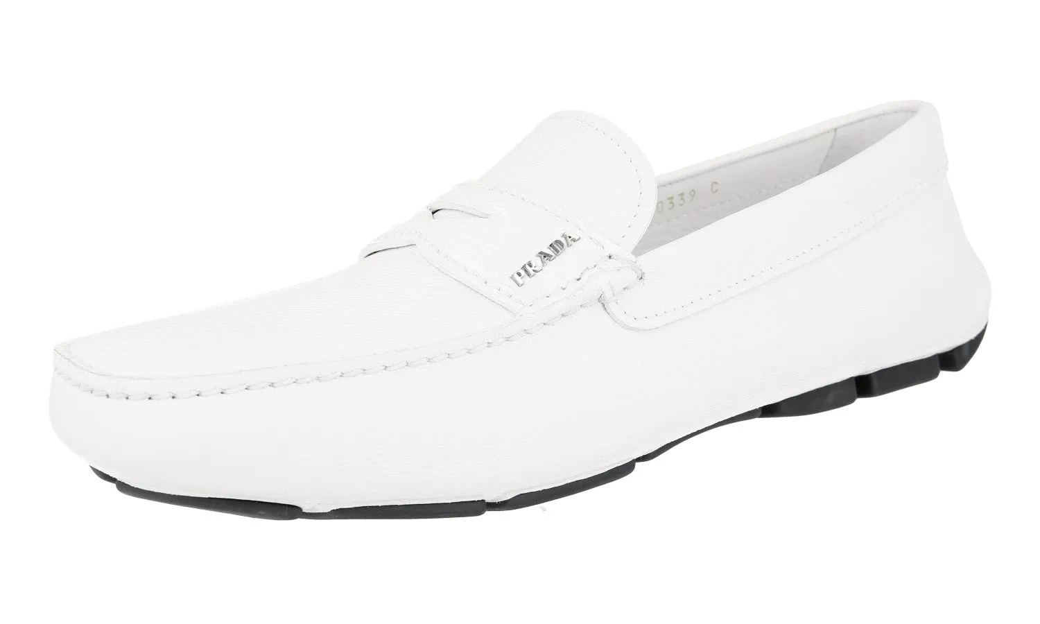 Orthopedic Design Prada Men's White Saffiano Leather Penny Loafers 2DD151