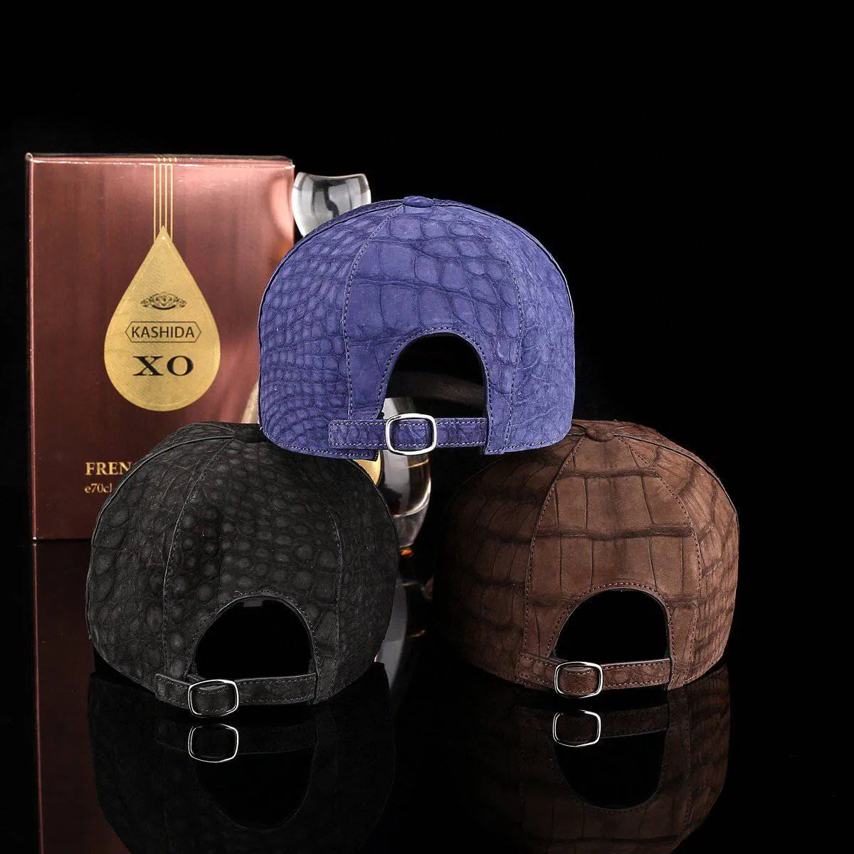 Fashion Walk Nile Frosted Crocodile Skin Leather Baseball Cap