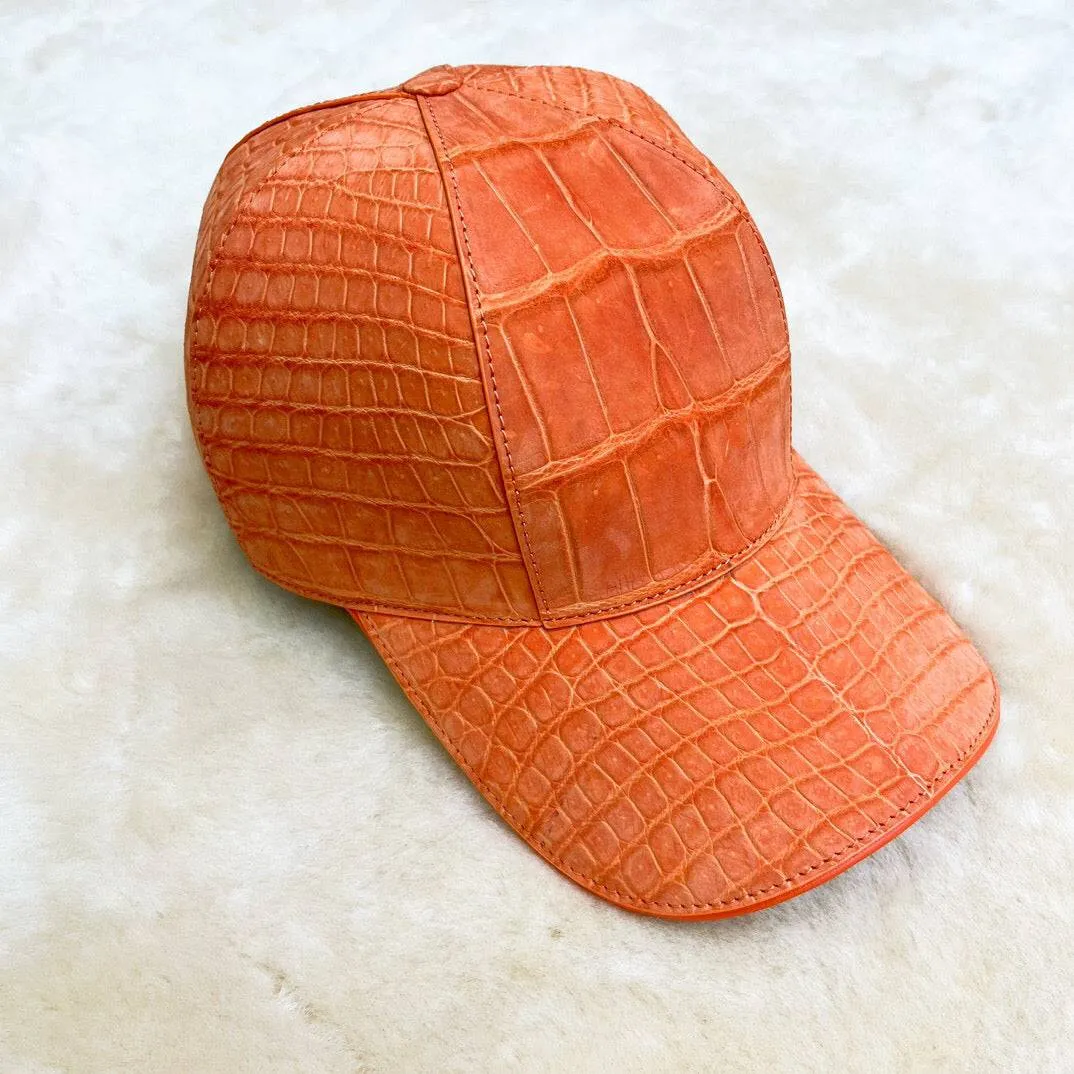 Nile Frosted Crocodile Skin Leather Baseball Cap Star Camp