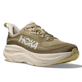 Mens Hoka Skyflow Wide in Wild Mushrom/ Grassland Breathable mesh upper Soft Leather
