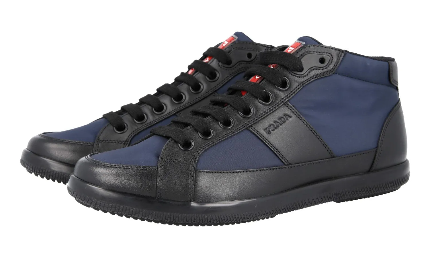 Prada Men's Multicoloured Leather High-Top Sneaker 4T2878 Rubberized Heel Guard All-Purpose Style