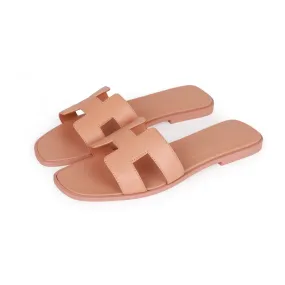 Sole Soft Field Power Top quality Hermes Oran Sandals Rouge Blush Box Calfskin 38