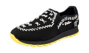 Abrasion Resistant Material Prada Women's Black Crystal Prax01 Slip-on Sneaker 1S877F