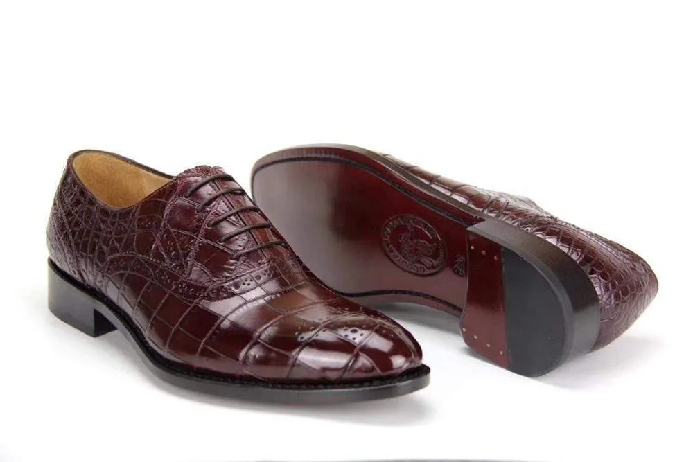 Rain Drop Crocodile Shoes Brown Genuine Crocodile Belly Leather Formal Lace-up Shoes For Men,Goodyear Sole