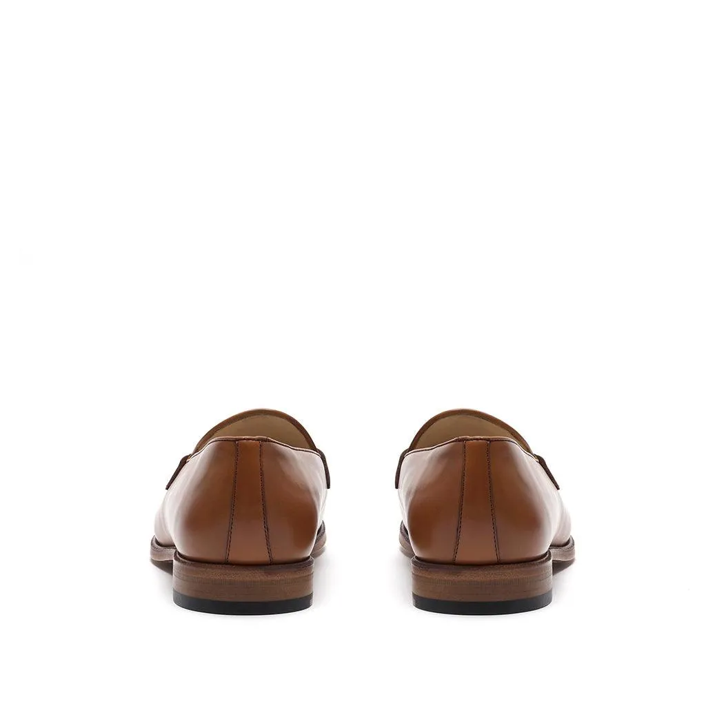 Easy Maintenance Cognac Calf Web Stripe Loafer