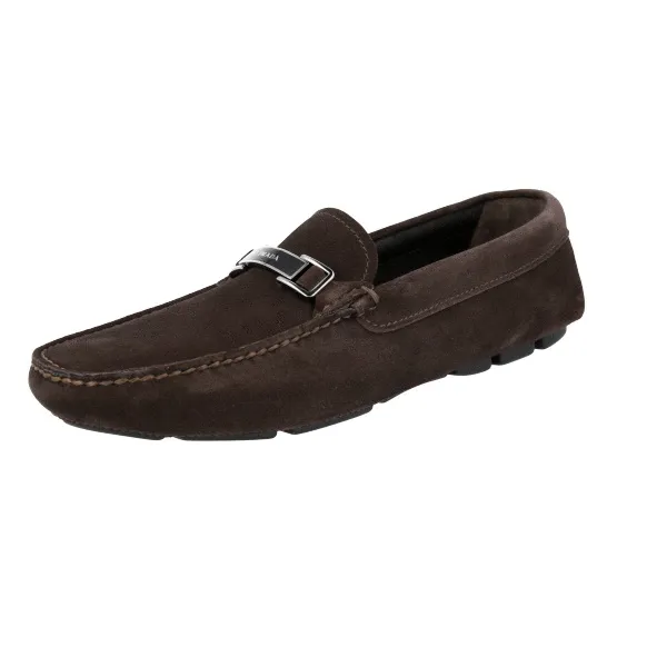 Chrome-Tanned Modern Twist Prada Men's Brown Leather Driving Loafer Loafers 2DD163