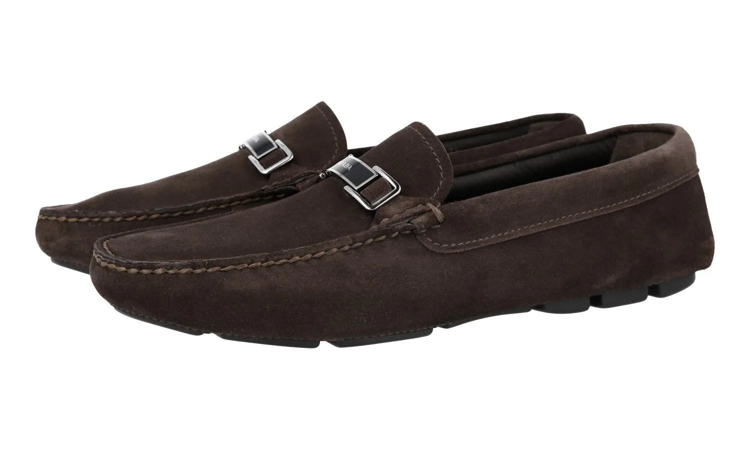 Prada Men's Brown Leather Driving Loafer Loafers 2DD163 Strong Lane Soft Breeze