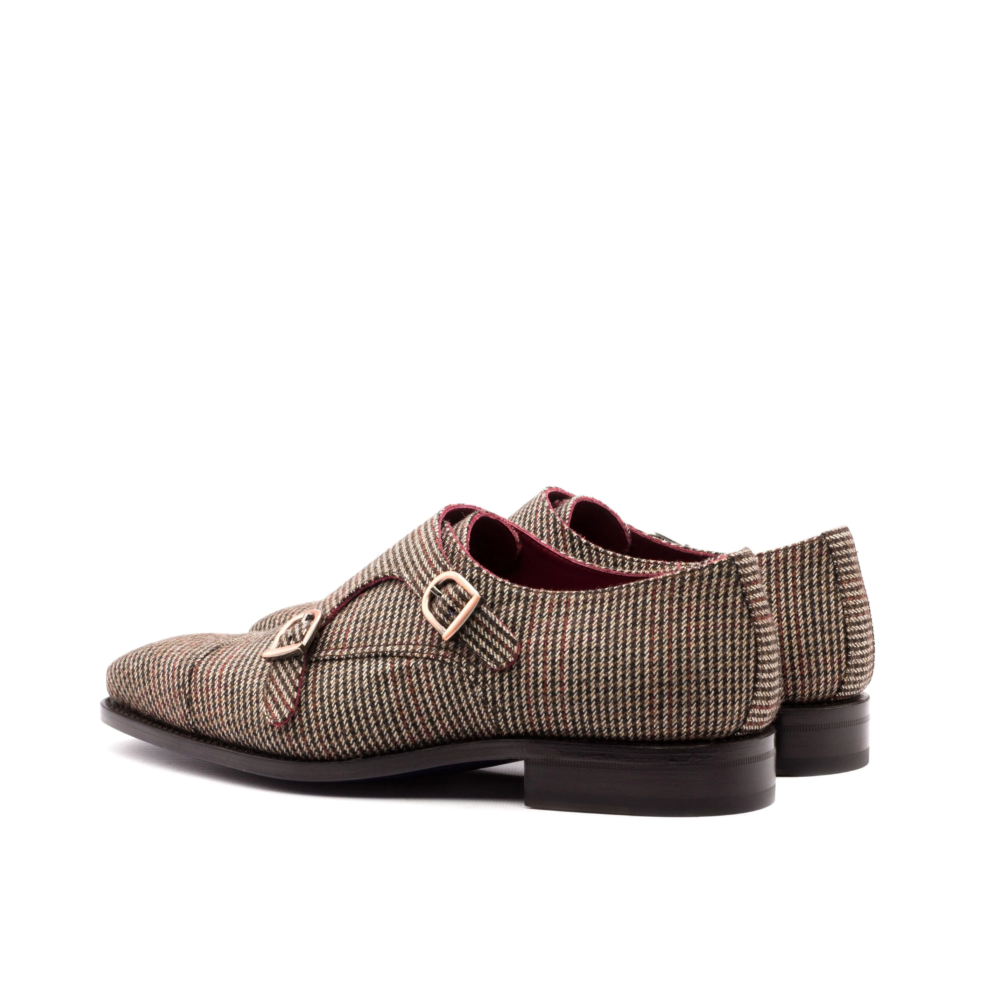 Weekend Ready Anti Slip Sole Tweed Double Monk Shoes