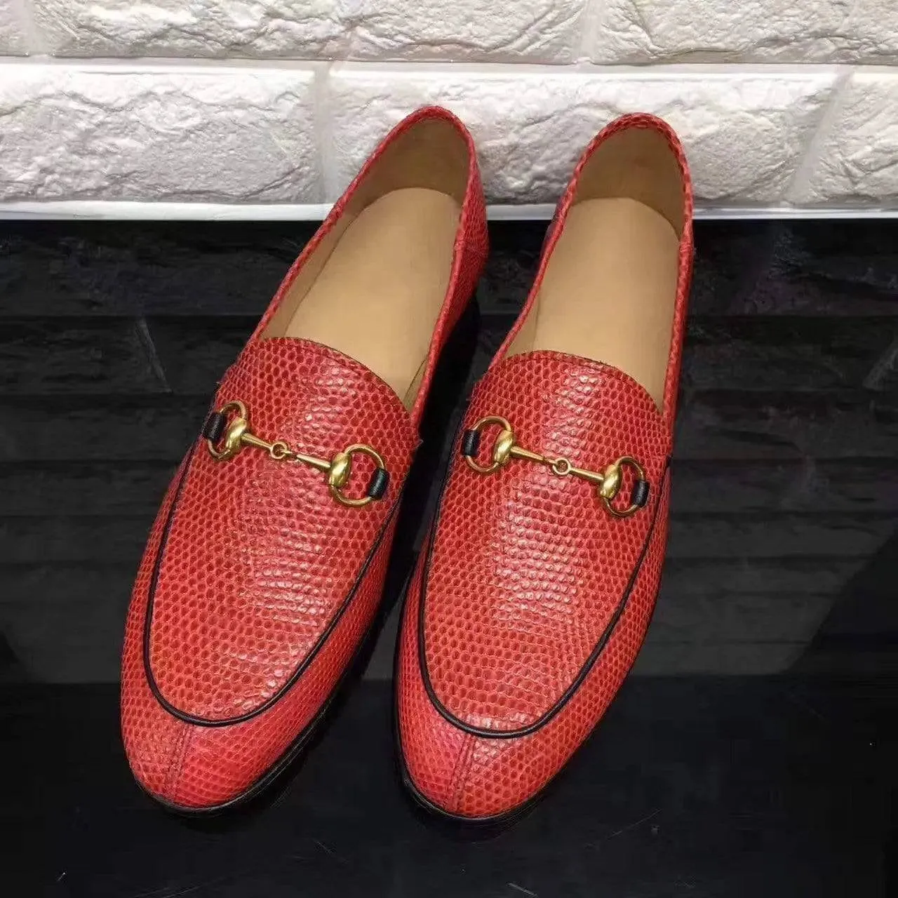 Crocodile Shoes Womens Lizard Leather Casual Dress Slip-On Loafer Shoes Casual Comfort Shoes Elegant Slip-ons