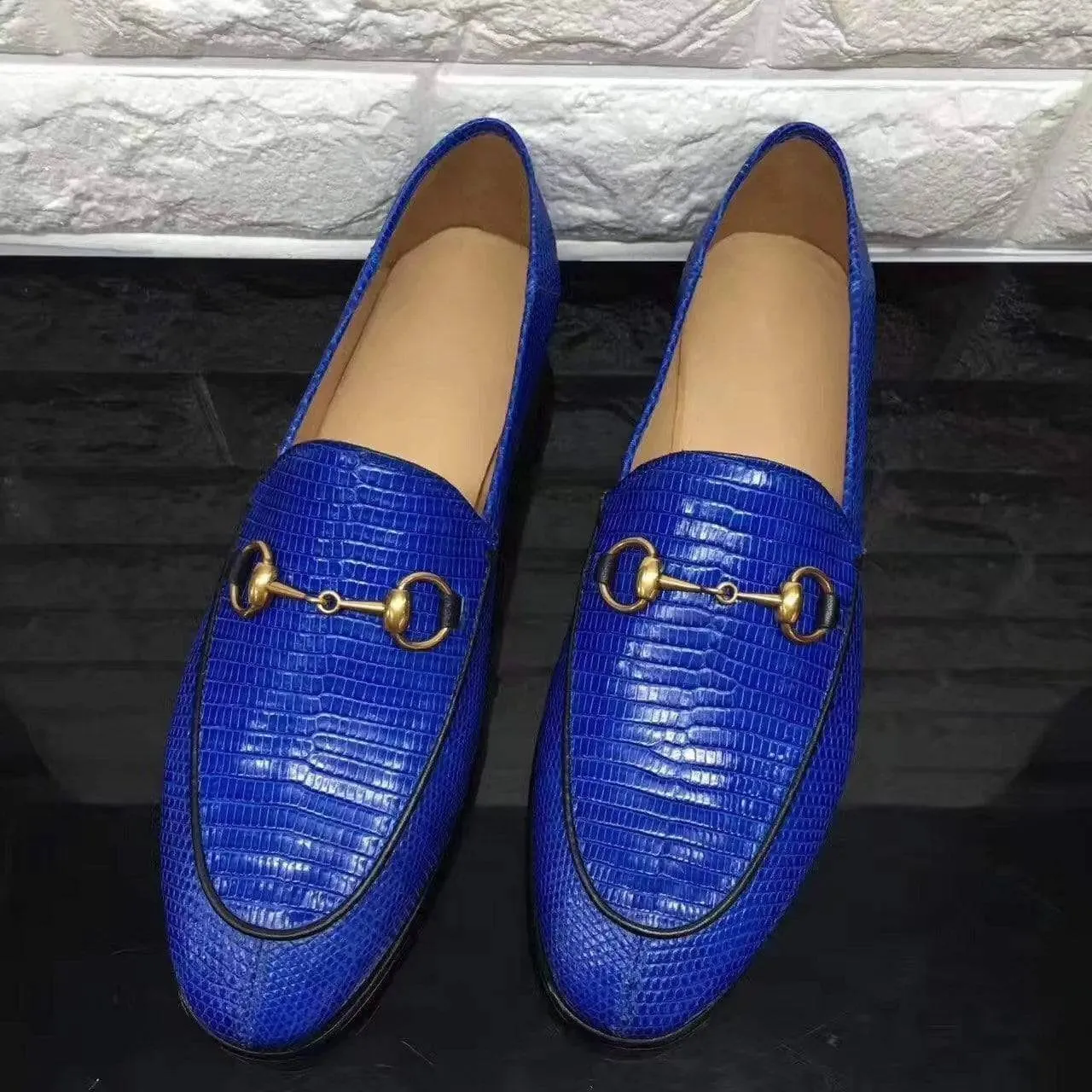 Crocodile Shoes Womens Lizard Leather Casual Dress Slip-On Loafer Shoes Practical Fit