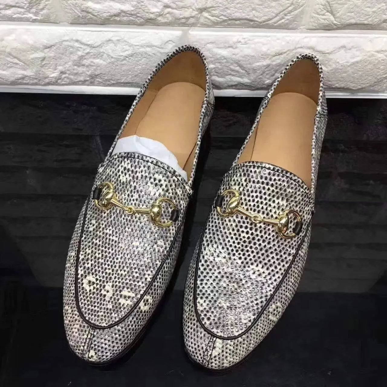 Crocodile Shoes Womens Lizard Leather Casual Dress Slip-On Loafer Shoes Resort Day