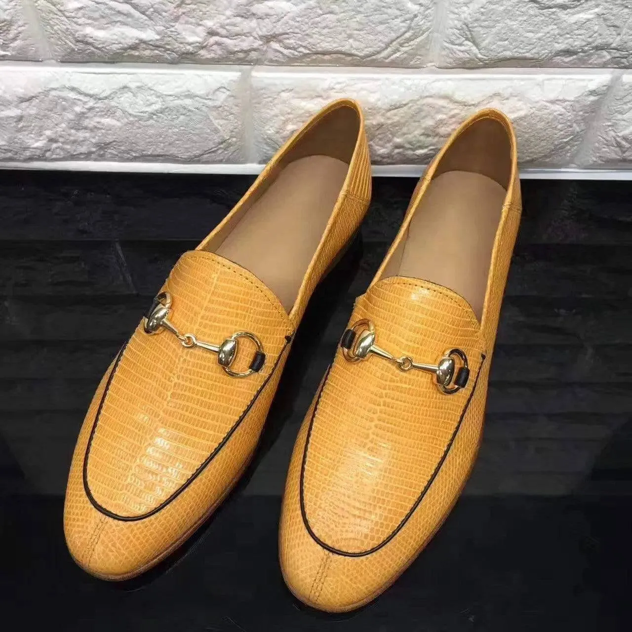 Crocodile Shoes Womens Lizard Leather Casual Dress Slip-On Loafer Shoes Functional