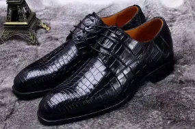 Crocodile Shoes Siamese  Crocodile Belly Lace-Up Dress Shoes Cozy Feel Footwear