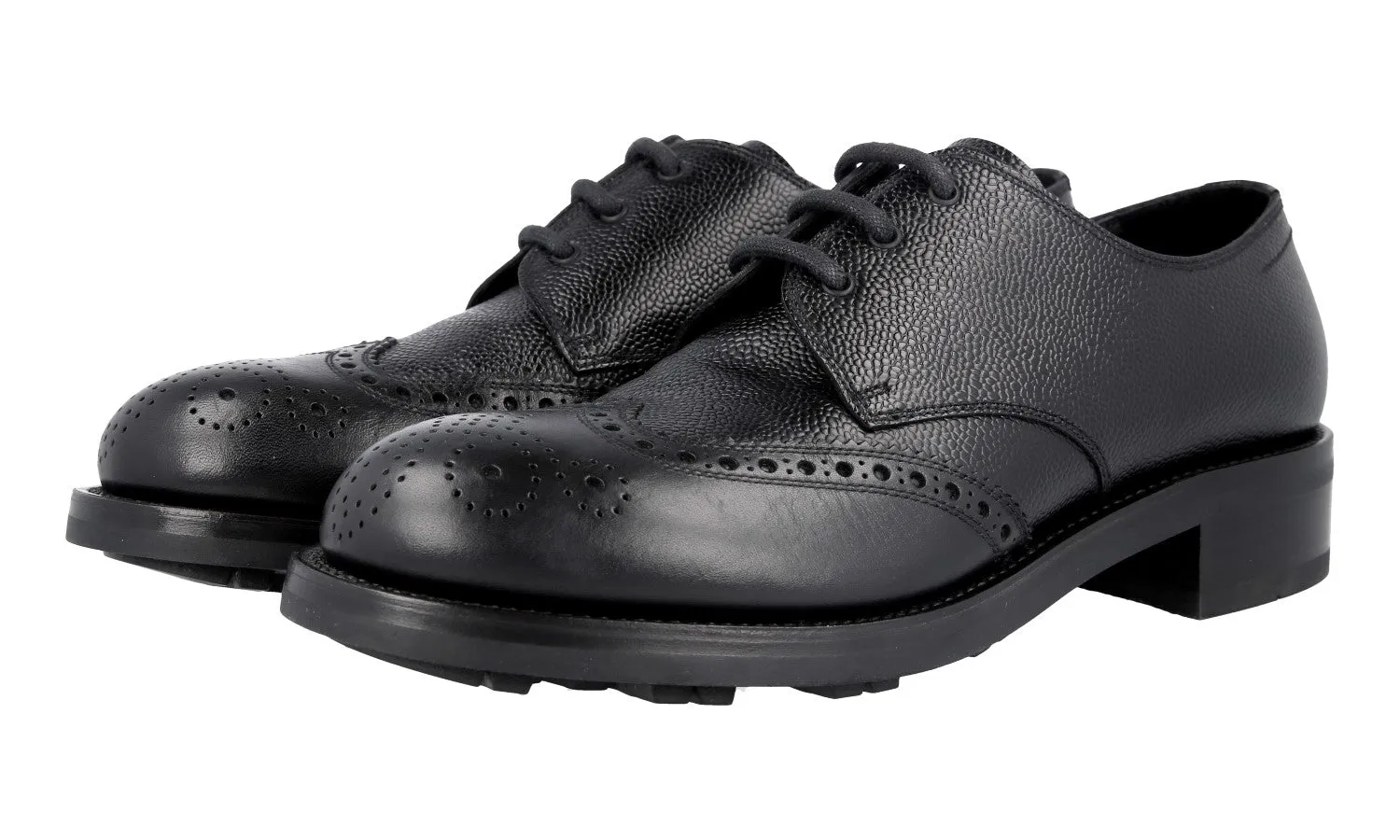 Reliable Choice First Walk Prada Men's Black welt-sewn Leather Lace-up Shoes 2EE223