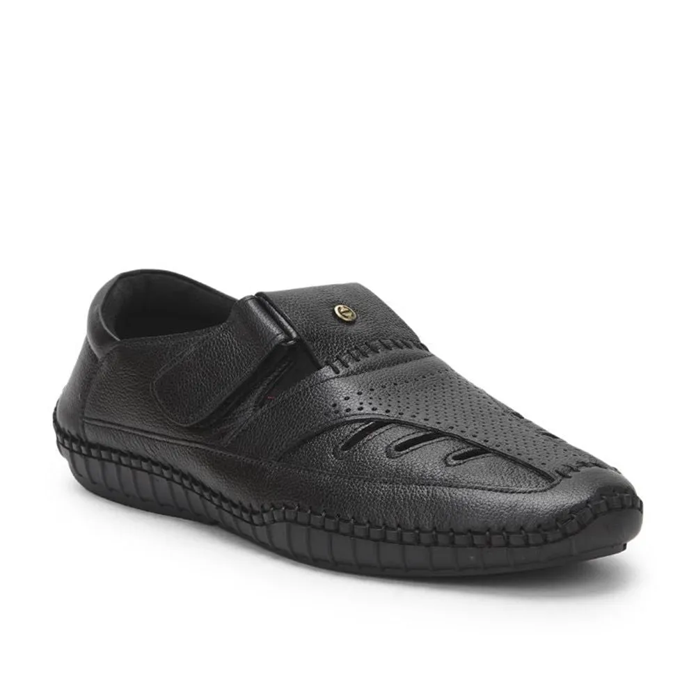 Quick Slip Healers Black Casual Buckle Sandal For Men JPL-205 By Liberty